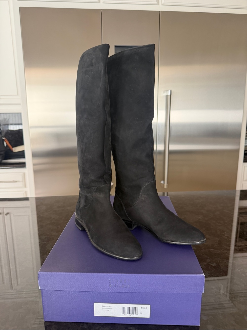 Stuart Weitzman CLASSIQUE Black Suede Knee High Boots Size 6 New In Box